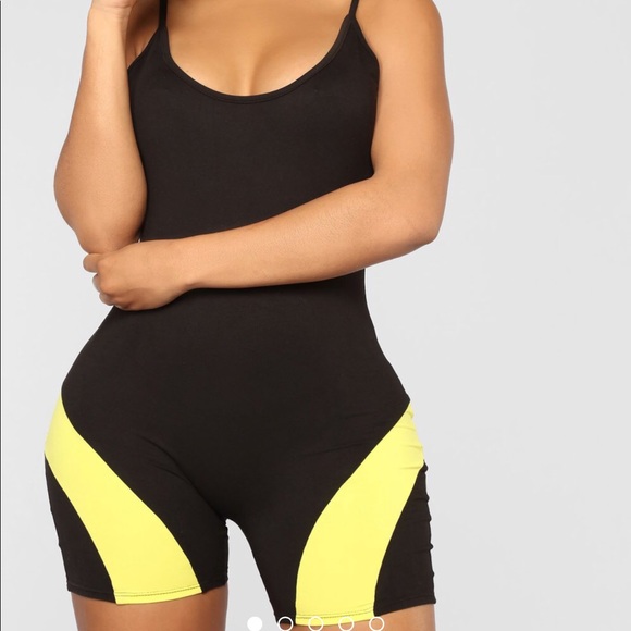 Fashion Nova Pants - Black and yellow Backless body suit🖤